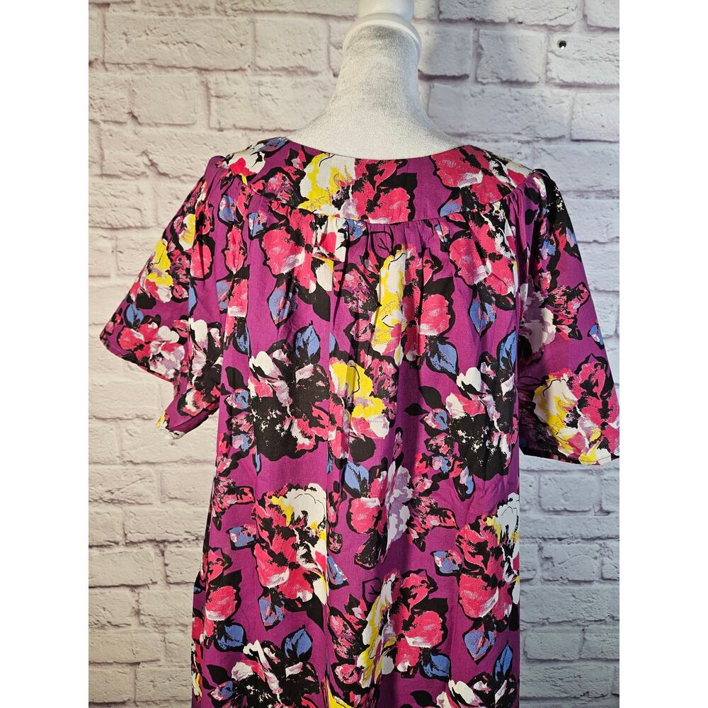 Anthony Richards Purple Floral Mumu Dress‎ Size XL New Lightweight Short Sleeve - Picture 8 of 11